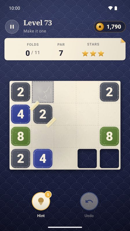 1B Fold: A sheet of numbered tiles