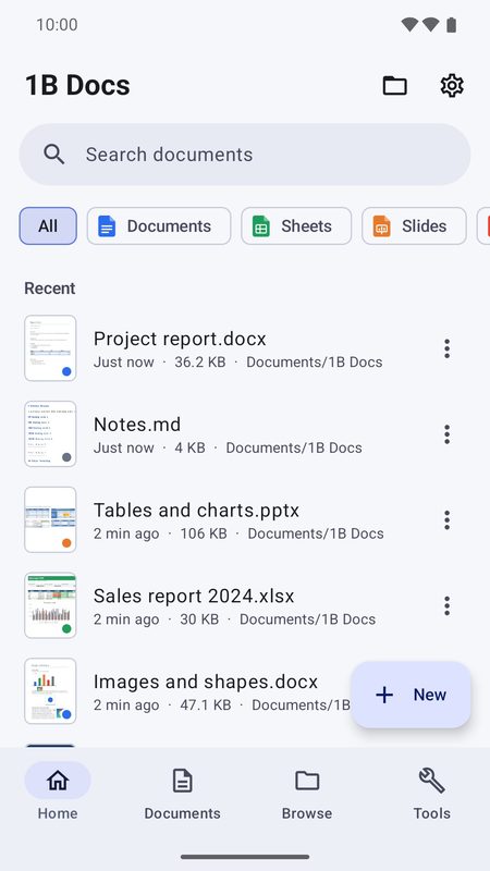 1B Docs: Recent documents