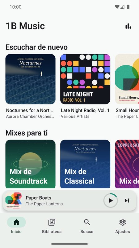 1B Music: Inicio: volver a escuchar, mezclas y lo más reciente