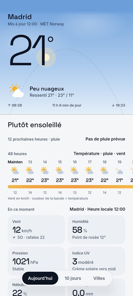 1B Weather: Aujourd’hui : le ciel du moment et la journée en une phrase