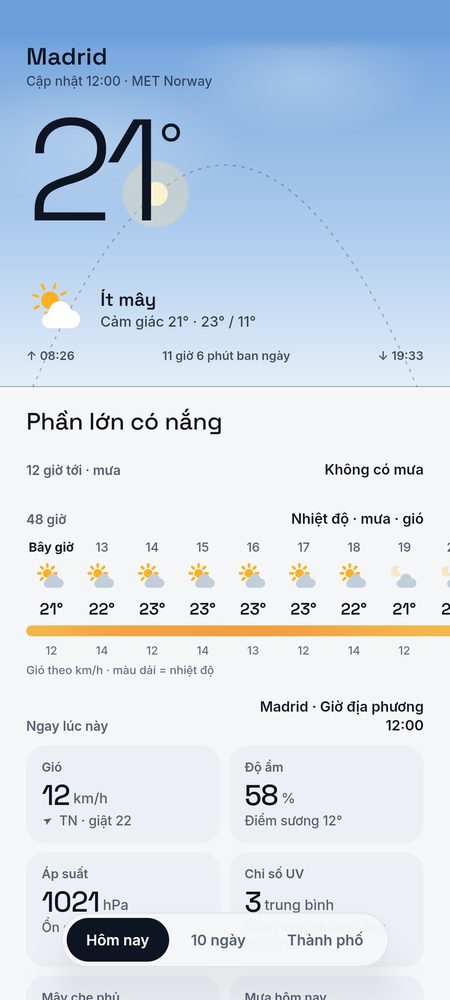 1B Weather: Hôm nay: bầu trời lúc này và cả ngày trong một câu