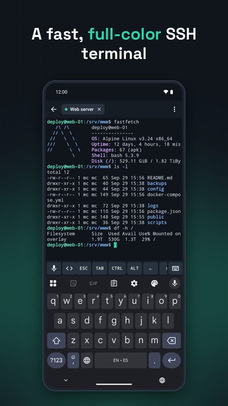 1B Terminal: A fast, full-color SSH terminal