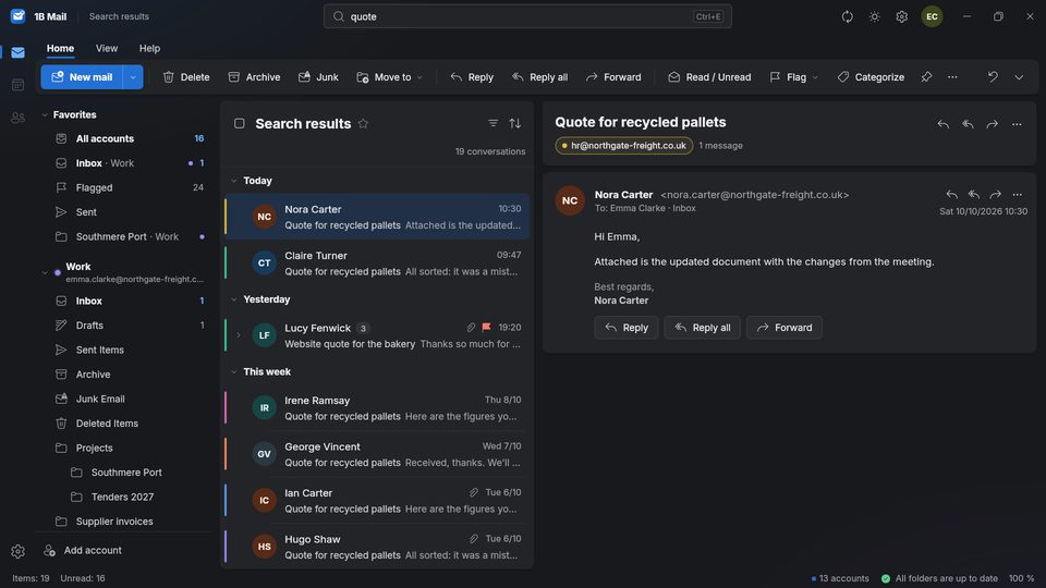 1B Mail: Search that answers before you finish typing