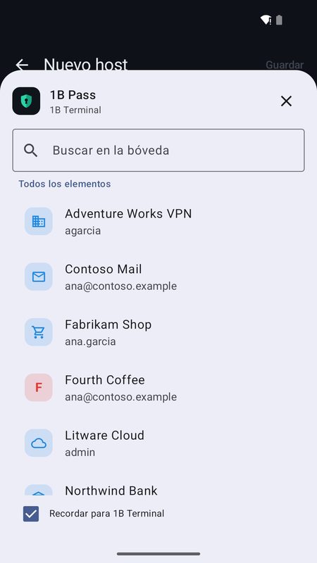 1B Pass: Busca en tu bóveda al autocompletar