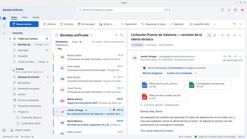 1B Mail: En Linux, con la barra de título de tu propio escritorio