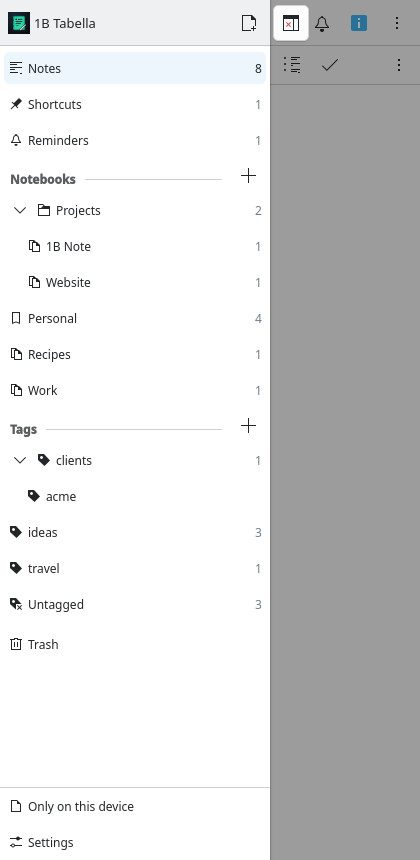 1B Tabella: The sidebar as a drawer