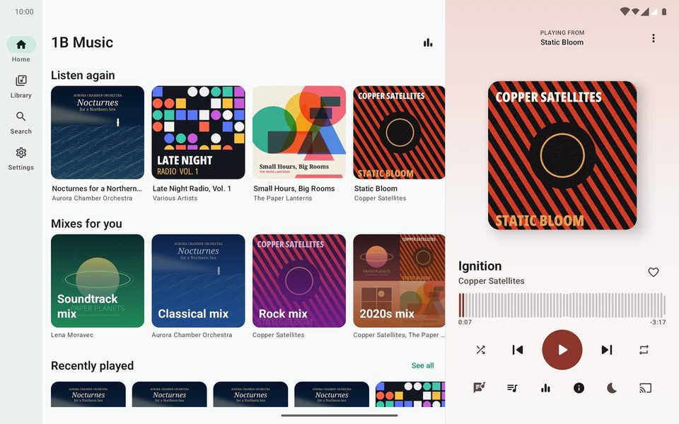 1B Music: Two panes on tablets and unfolded foldables